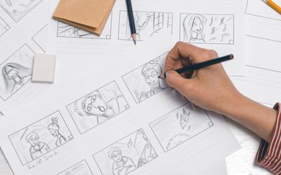 A hand sketching comics